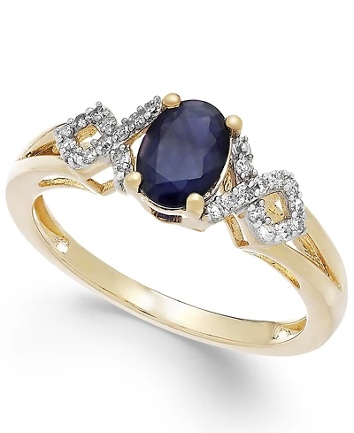 Sapphire and Diamond (1/8 ct. t.w.) Ring 14k Gold (Also Available Emerald & Ruby)