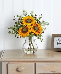 Nearly Natural Sunflower Artificial Arrangement in Vase