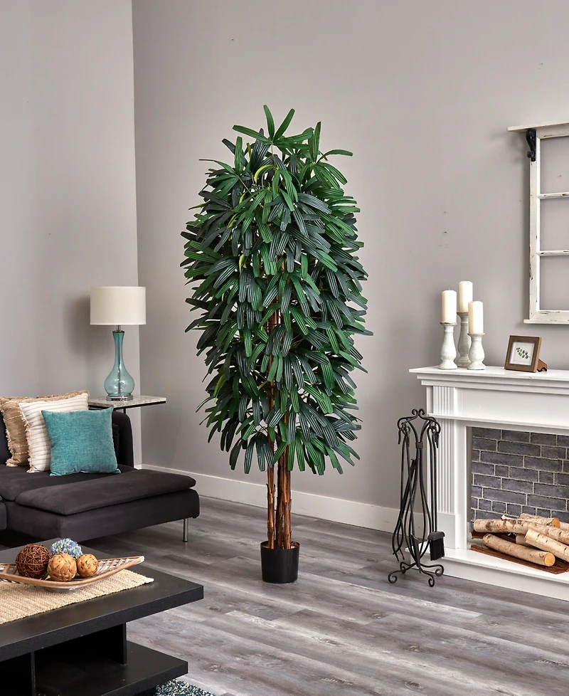 Nearly Natural 84" Raphis Silk Palm Tree