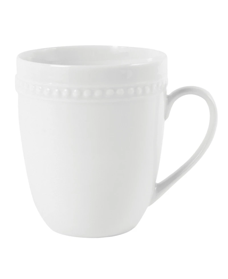 Fitz and Floyd Everyday Whiteware Beaded Mug 4 Piece Set