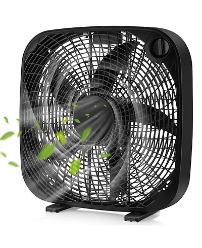 21'' Box Fan Portable Floor Fan Window Fan with 3 Speed Settings & Knob Control