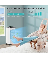 4-in-1 Evaporative Air Cooler w/ Fan & Humidifier Remote Control Ice Packs
