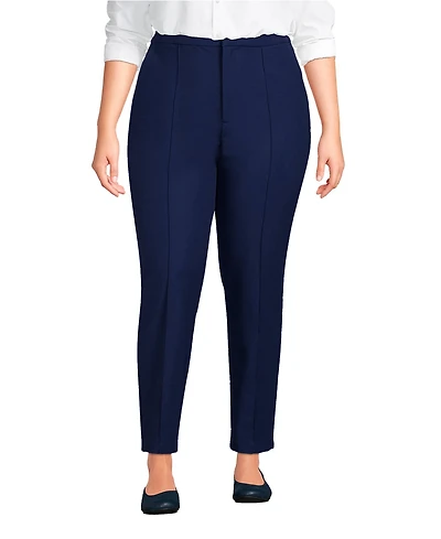 Lands' End Women's Plus High Rise Bi Stretch Pintuck Pencil Ankle Pants