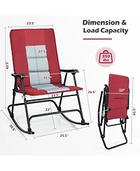 Costway Foldable Rocking Padded Chair Portable Camping Chair
