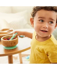 Munchkin Toddler Bamboo Stay Put Suction Bowl and Silicone Spoon