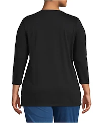 Lands' End Women's Plus 3/4 Sleeve Cotton Supima Crewneck Tunic