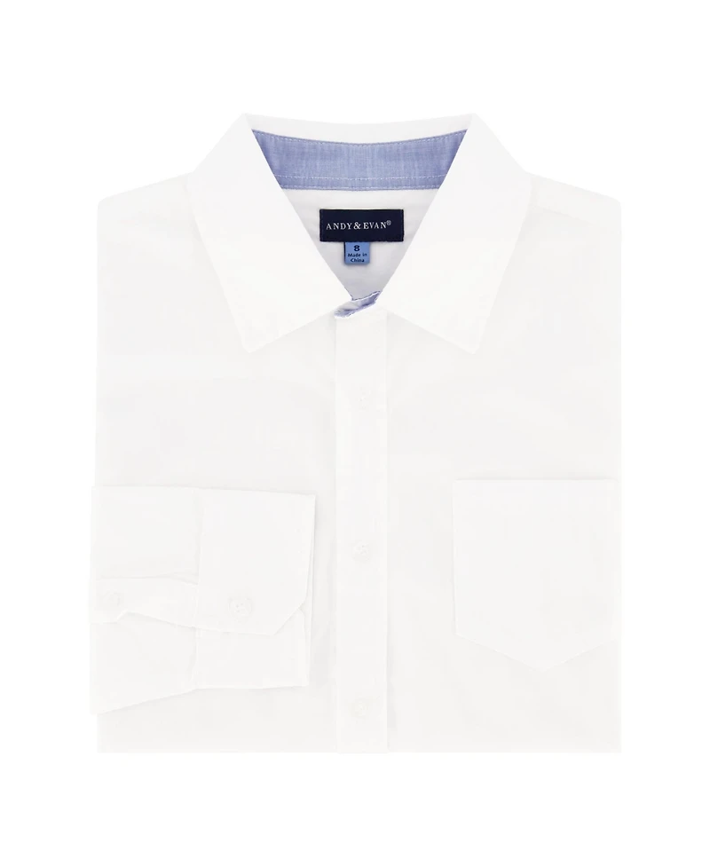 Andy & Evan Toddler Boys Toddler/Child White Poplin Button-down Shirt