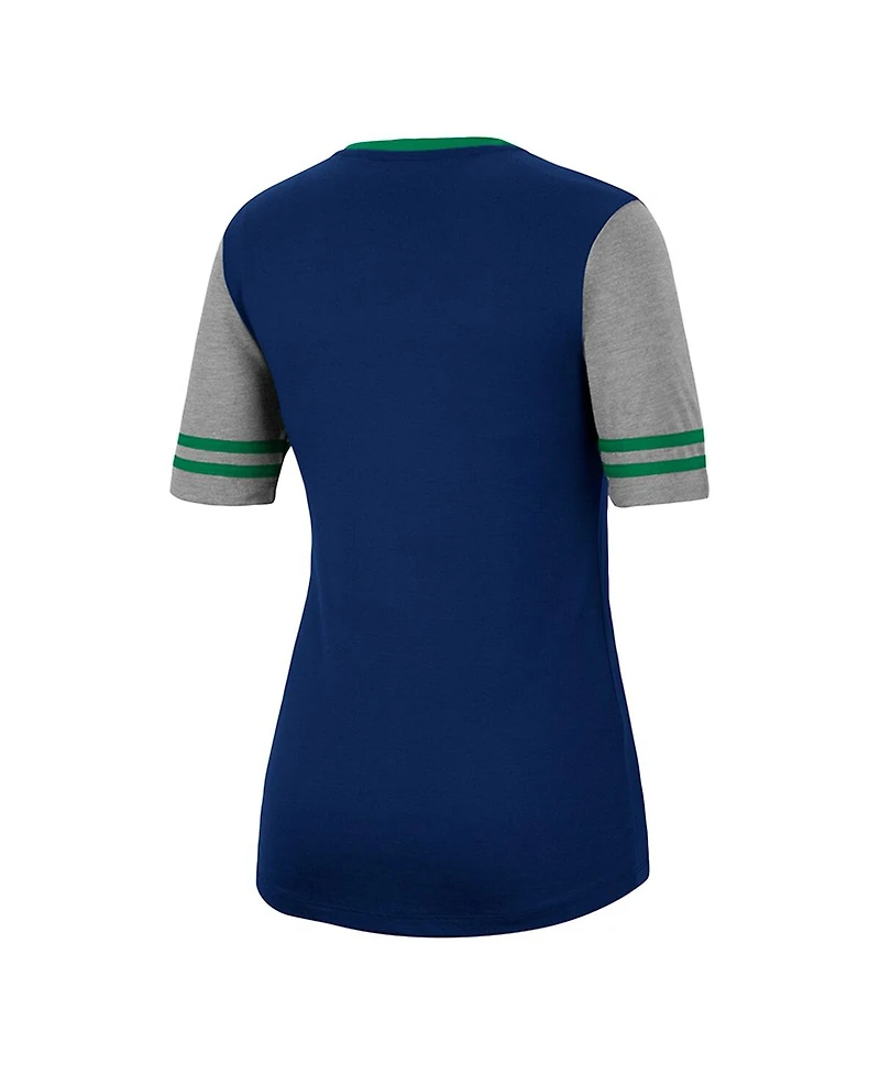 Women's Colosseum Navy, Heathered Gray Notre Dame Fighting Irish There You Are V-Neck T-shirt