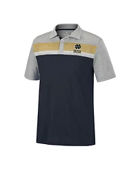 Men's Colosseum Navy, Heathered Gray Notre Dame Fighting Irish Caddie Polo Shirt