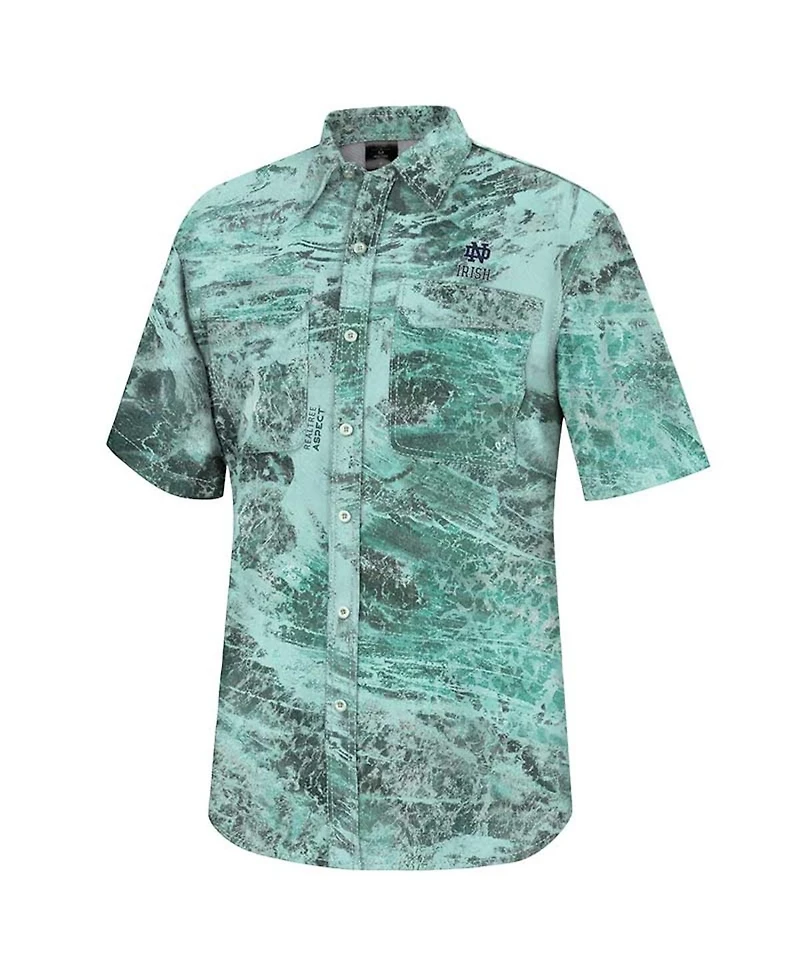 Men's Colosseum Green Notre Dame Fighting Irish Realtree Aspect Charter Full-Button Fishing Shirt