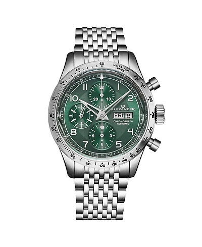 Alexander Men's Megalos Silver-tone Stainless Steel , Green Dial , 51mm Round Watch