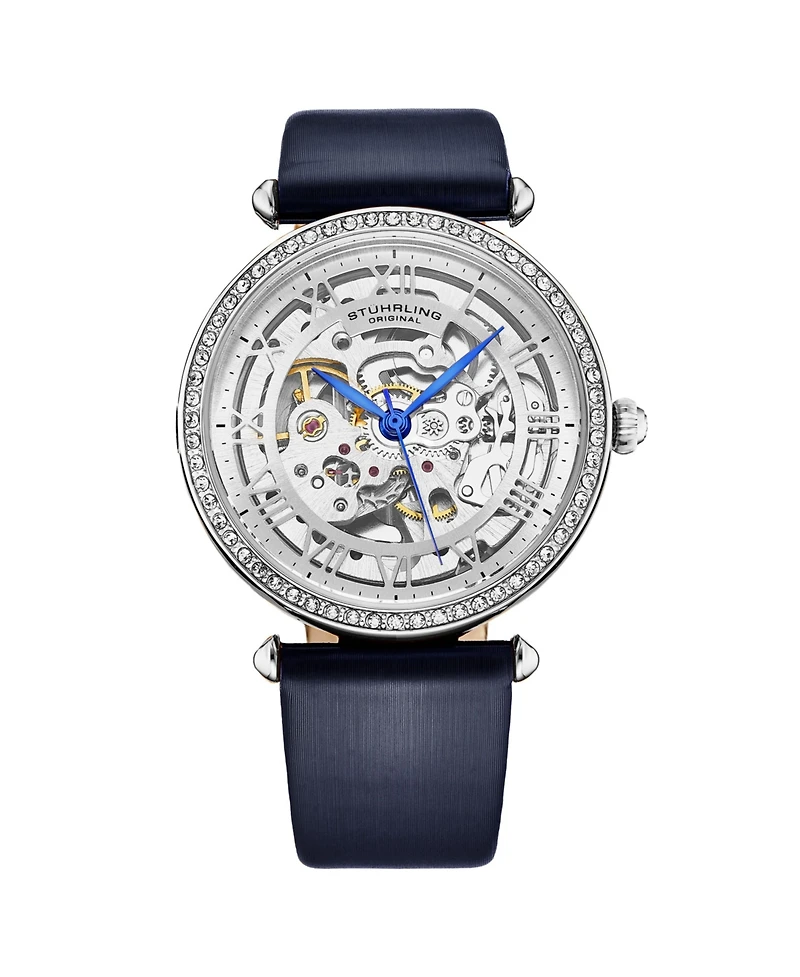 Stuhrling Women's Legacy Blue Leather , Silver-Tone Dial , 45mm Round Watch