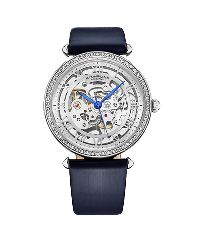 Stuhrling Women's Legacy Blue Leather , Silver-Tone Dial , 45mm Round Watch