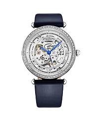Stuhrling Women's Legacy Blue Leather , Silver-Tone Dial , 45mm Round Watch