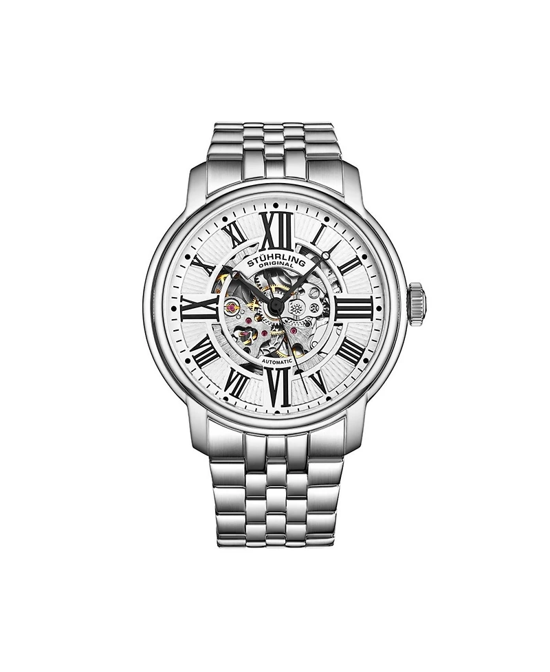 Stuhrling Men's Legacy Silver-tone Stainless Steel , White Dial , 45mm Round Watch