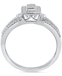 Diamond Square Cluster Ring (1/4 ct. t.w.) 14k Gold-Plated Sterling Silver or