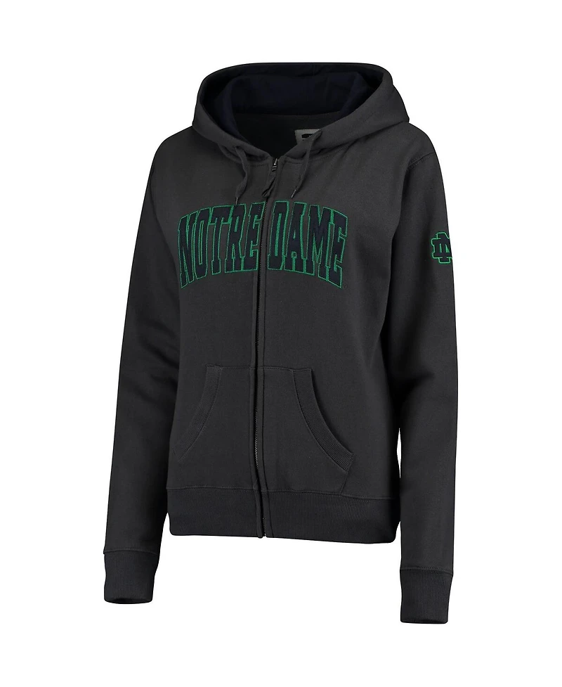 Women's Colosseum Notre Dame Fighting Irish Arched Name Full-Zip Hoodie