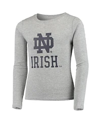 Big Boys and Girls Heathered Gray Notre Dame Fighting Irish Long Sleeve T-shirt and Pant Sleep Set
