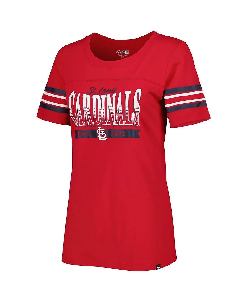 Women's New Era Red St. Louis Cardinals Team Stripe T-shirt
