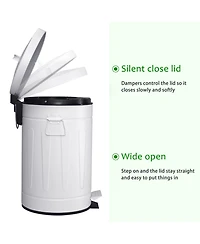 3.2 Gal./12-Liter and 0.8 Gal./3 Liter Old Time Style Round White Metal Step-on Trash Can Set