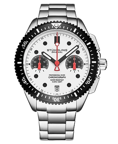 Stuhrling Men's Monaco Silver-tone Stainless Steel, Silver-Tone Dial, 47mm Round Watch