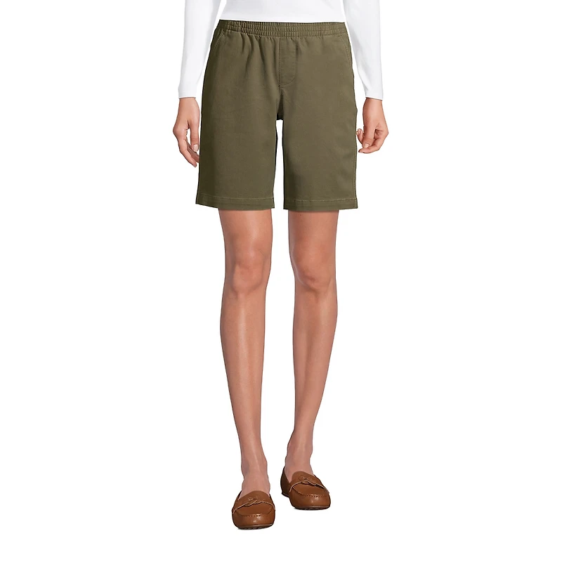 Lands' End Petite Mid Rise Elastic Waist Pull On 10" Knockabout Chino Bermuda Shorts