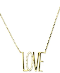 Cubic Zirconia Love Pendant Necklace, 16" + 2" extender