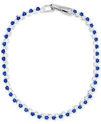 Blue & White Cubic Zirconia Link Bracelet in Sterling Silver