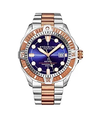 Stuhrling Men's Aquadiver Silver-tone Stainless Steel , Purple Dial , 45mm Round Watch