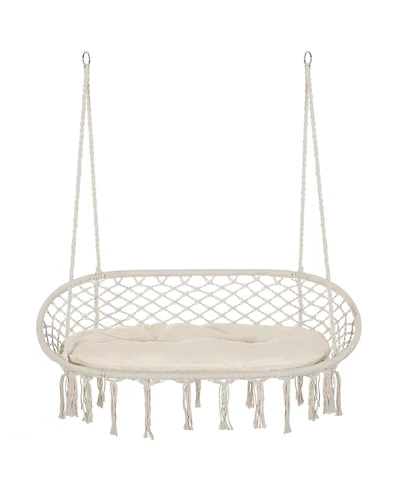 Outsunny Hanging Hammock Chair Macrame Seat for Patio Garden