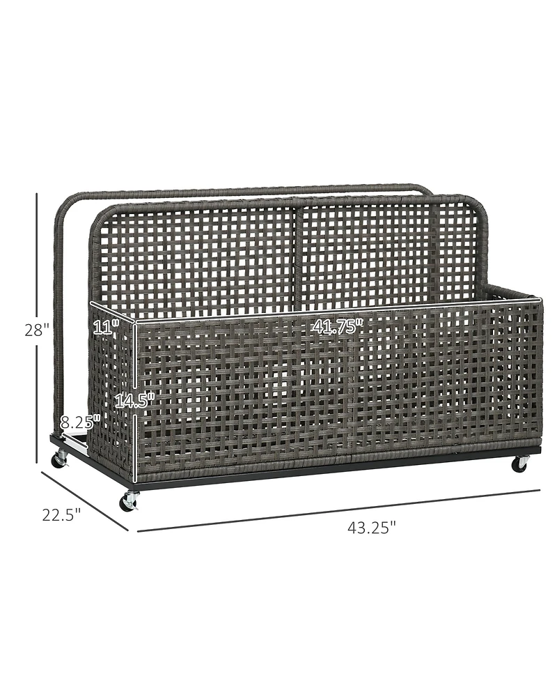 Outsunny Pool Float Storage with Wheels, Pool Caddy, Light