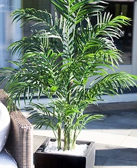 Nearly Natural 4.5' Areca Palm Uv-Resistant Indoor/Outdoor Artificial Tree in Black-Washed Planter