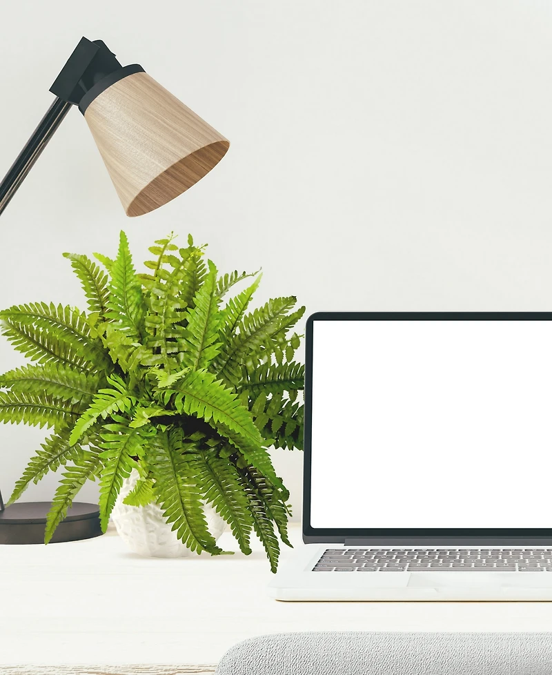 Nearly Natural Boston Fern Artificial Plant in White Planter