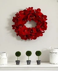 Nearly Natural 22" Amaryllis Wreath