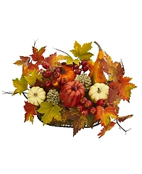 Nearly Natural Large Pumpkin, Gourd, Berry and Maple Leaf Artificial Arrangement