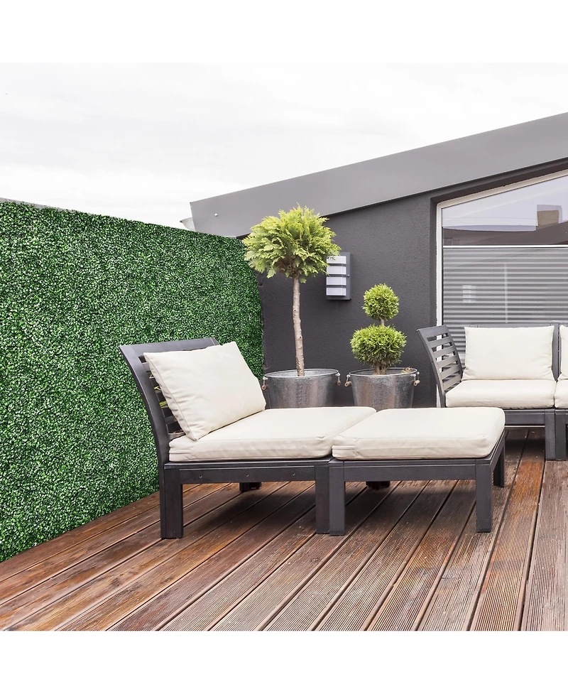 Outsunny 12 Pcs 20" x 20" Artificial Boxwood Panels Topiary Wall Greenery Backdrop, Privacy Hedge Screen Uv Protected 4Layer Roll Grass Panel Fence De