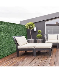 Outsunny 12 Pcs 20" x 20" Artificial Boxwood Panels Topiary Wall Greenery Backdrop, Privacy Hedge Screen Uv Protected 4Layer Roll Grass Panel Fence De