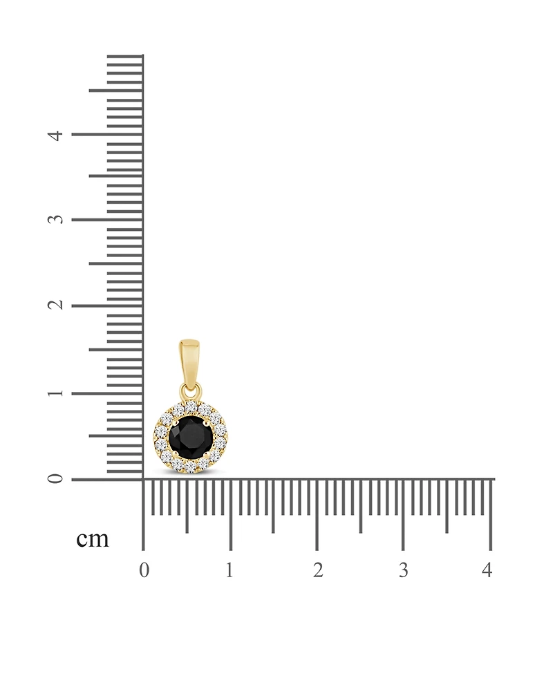 Black Diamond (3/8 ct. t.w.) & White Diamond (1/10 ct. t.w.) Halo 18" Pendant Necklace in 14k Gold