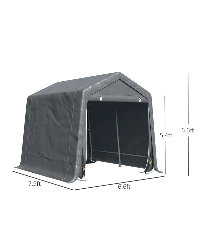 Outsunny 6.6 ft in x 7.8 ft Garden Storage Tent, Patio Shelter W/ Double Zipper Doors, Dark