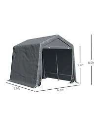 Outsunny 6.6 ft in x 7.8 ft Garden Storage Tent, Patio Shelter W/ Double Zipper Doors, Dark