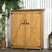 Outsunny Wooden Garden Storage Shed w/ Asphalt Roof, Shelves & Lock Backyard