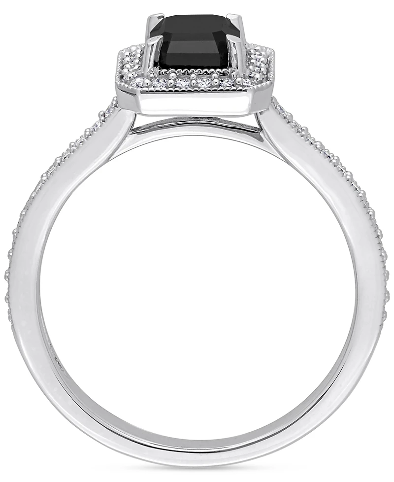 Black Diamond (1 ct. t.w.) & White (1/4 Emerald-Cut Engagement Ring 14k Gold