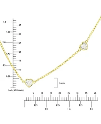 Cubic Zirconia Heart Station Collar Necklace, 16" + 2" extender