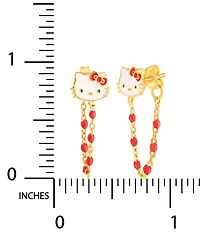 Enamel & Bead Chain Hello Kitty Front to Back Drop Earrings in 18k Gold-Plated Sterling Silver