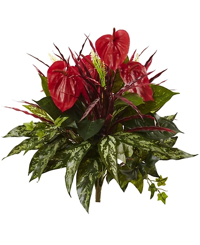 Nearly Natural 2-Pc. 24" Mixed Anthurium Artificial Bush Set
