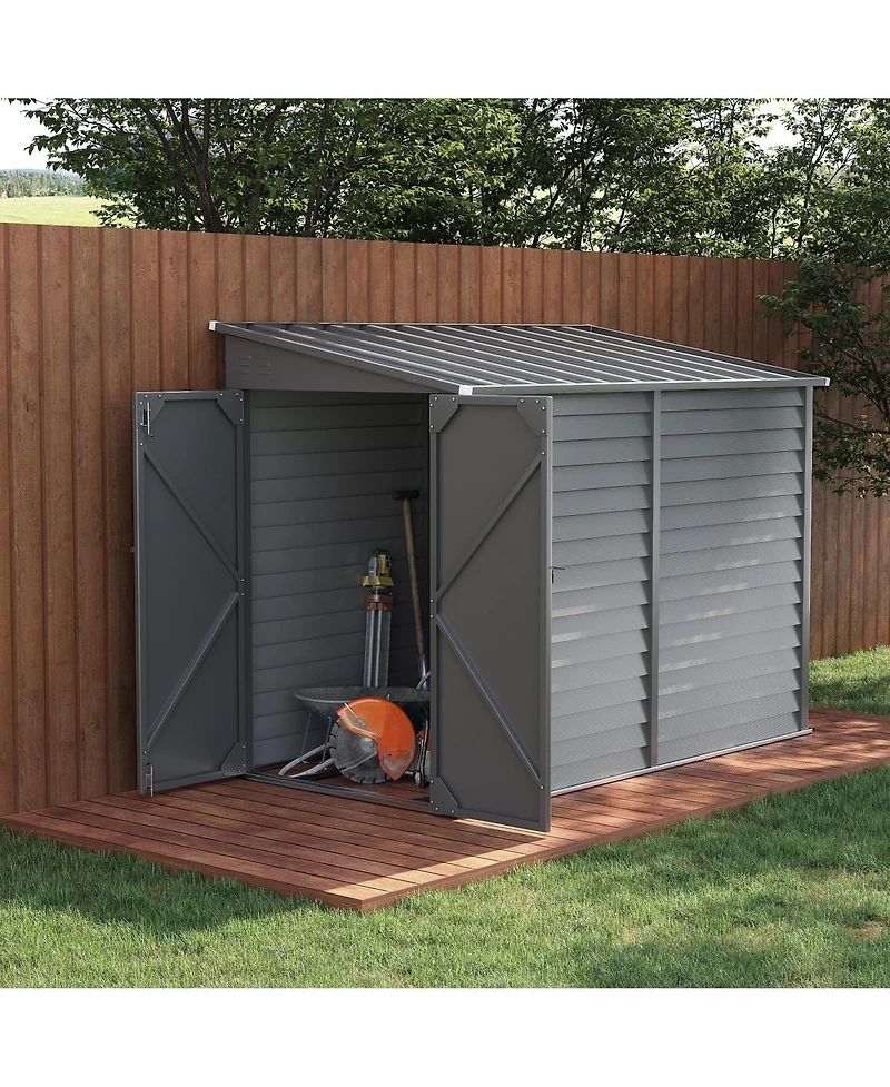 Outsunny 4.6' x 9' Metal Outdoor Storage Shed with Lockable Doors