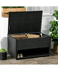 Outsunny Deck Box w/ Outdoor Towel/Shoe Rack, Inner Liner