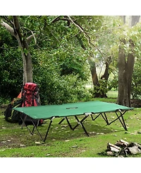 Outsunny 2 Person Camping Cot for Adults w/ Bag, Hunting Fishing Trip Bed,