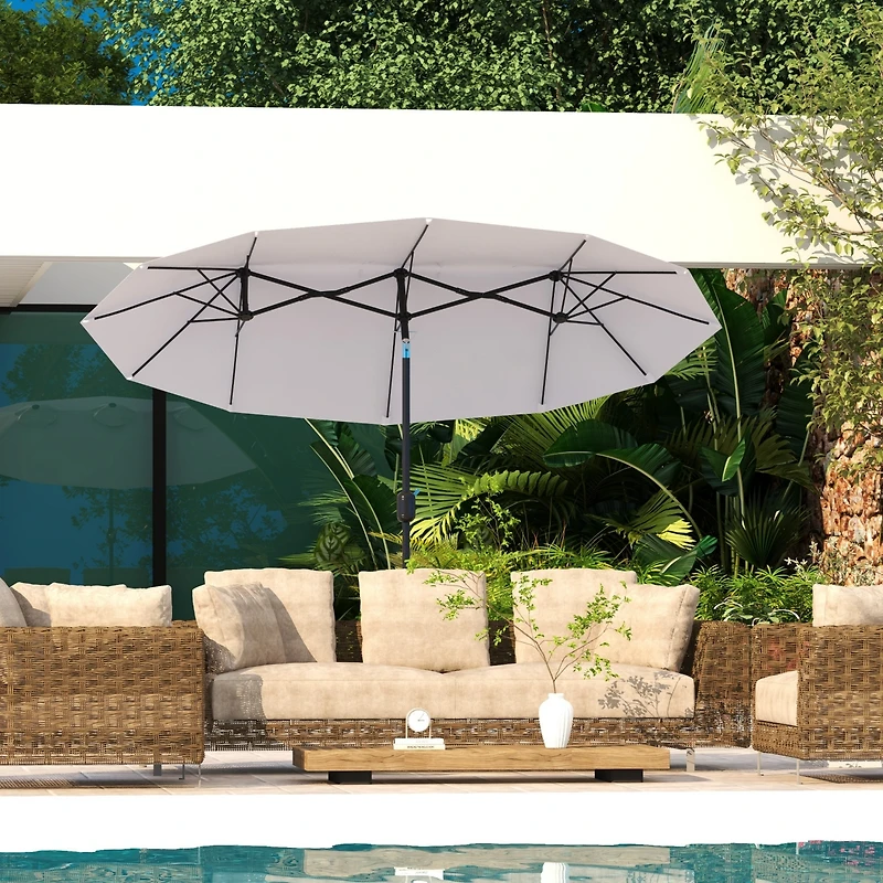 Outsunny 9.7' Double-sided Patio Umbrella Tilt Outdoor Umbrella,