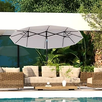 Outsunny 9.7' Double-sided Patio Umbrella Tilt Outdoor Umbrella,